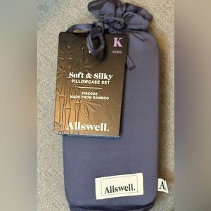 NWT Allswell Soft & Silky Bamboo Pillowcase Set, King (2pc) Shark Grey